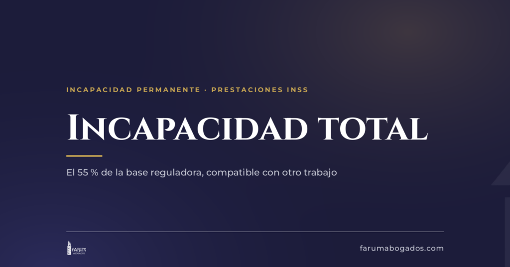 Tarjeta de Farum Abogados sobre la incapacidad permanente total y su cuantía en A Coruña